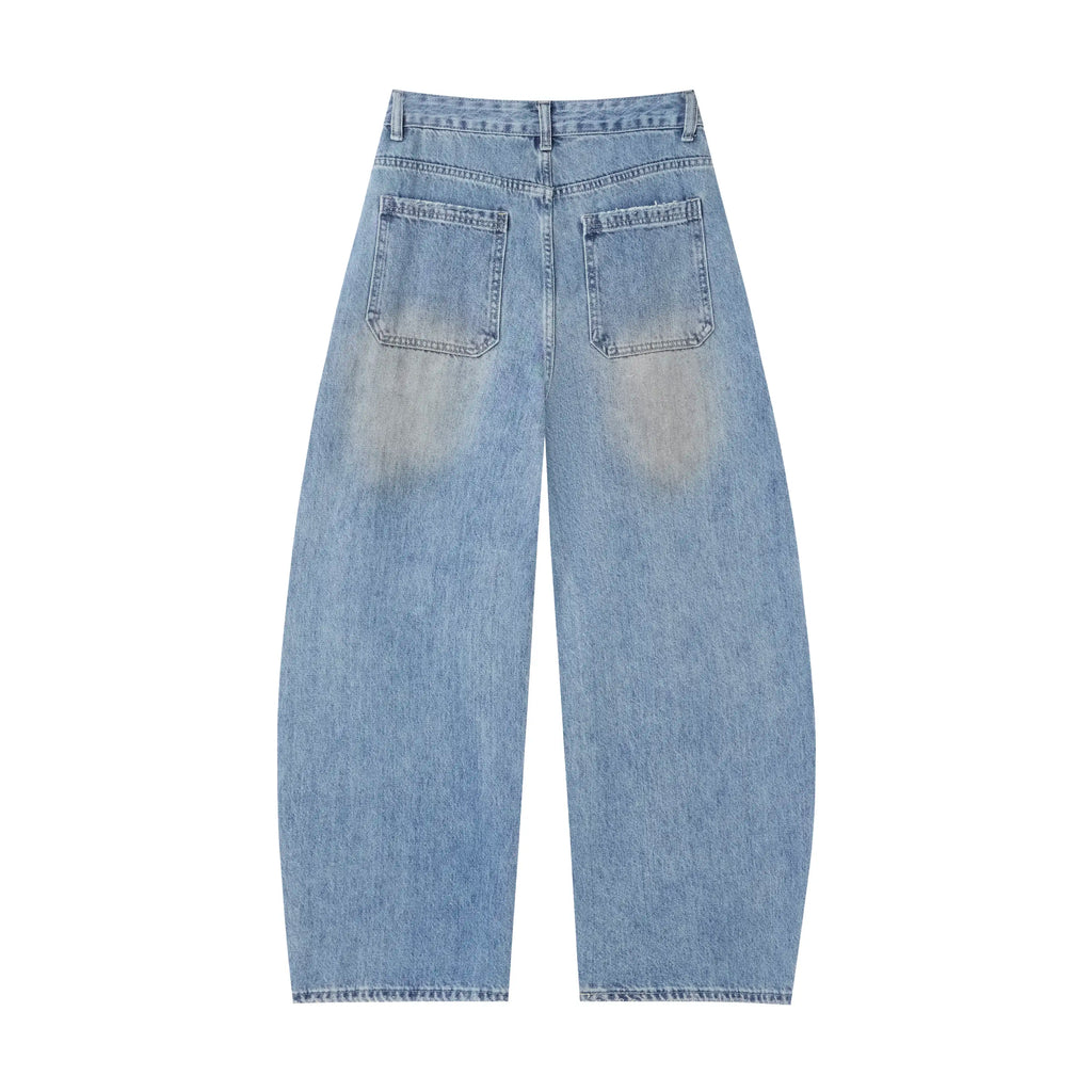 Vintage Wash Straight Leg Jeans – Distressed Relaxed Fit Denim