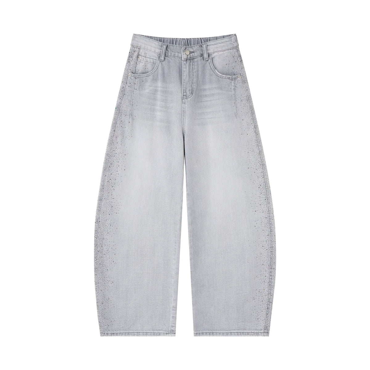 Crystal Fade Denim Jeans – Light Grey Wide-Leg Jeans
