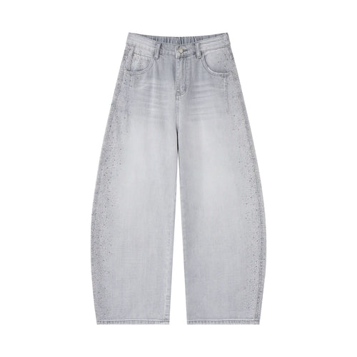 Crystal Fade Denim Jeans – Light Grey Wide-Leg Jeans