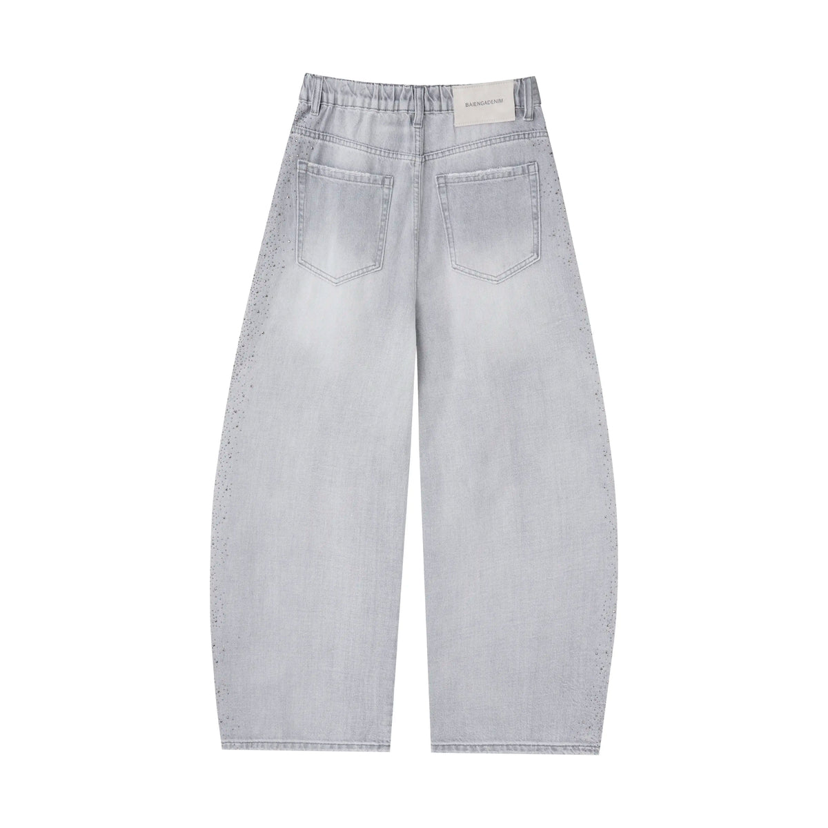 Crystal Fade Denim Jeans – Light Grey Wide-Leg Jeans