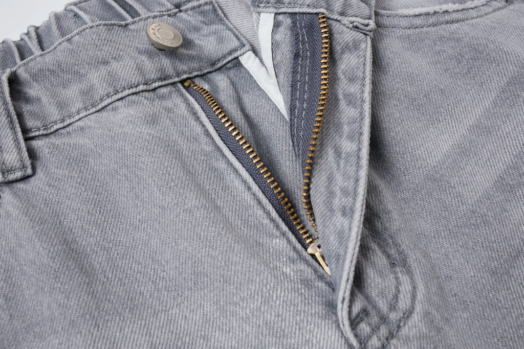 Crystal Fade Denim Jeans – Light Grey Wide-Leg Jeans