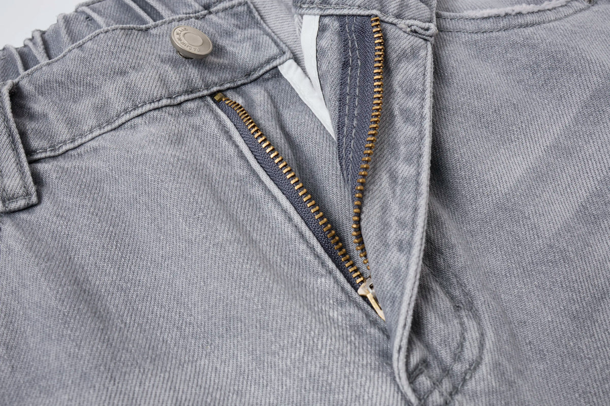Crystal Fade Denim Jeans – Light Grey Wide-Leg Jeans
