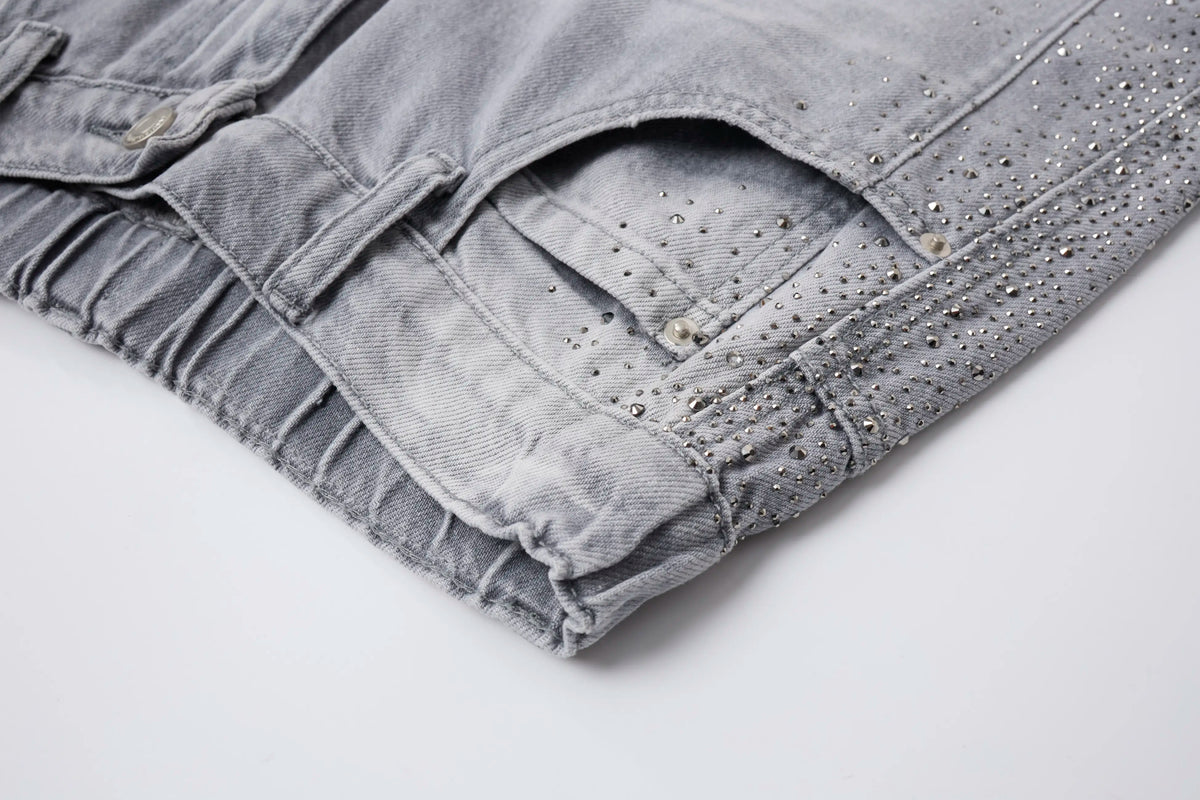 Crystal Fade Denim Jeans – Light Grey Wide-Leg Jeans
