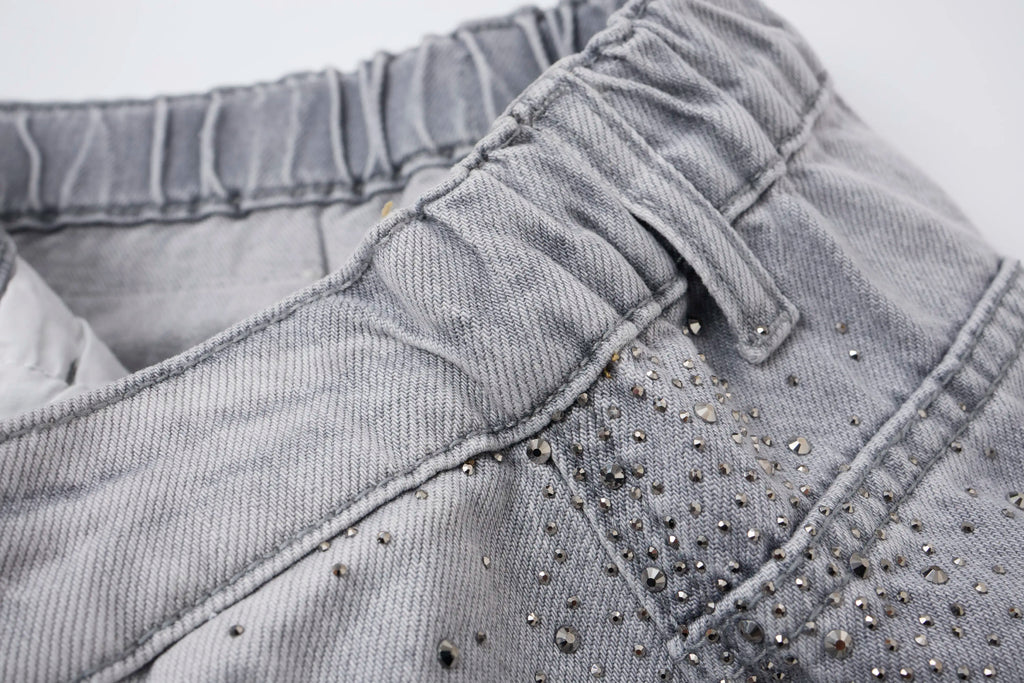 Crystal Fade Denim Jeans – Light Grey Wide-Leg Jeans