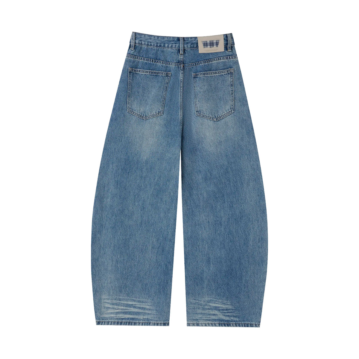 Vintage Washed Panel Denim Baggy Barrel Jeans – Wide Fit