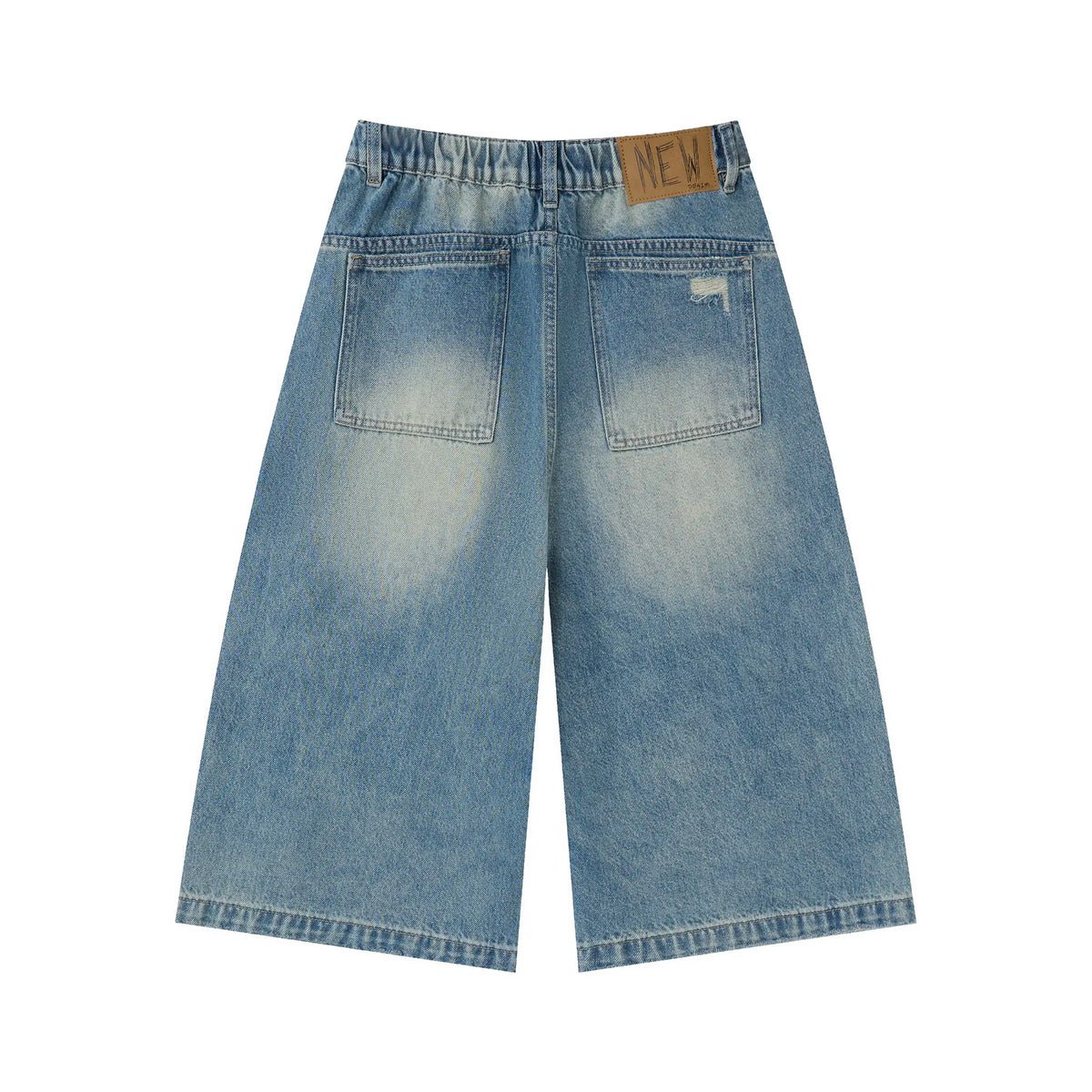 Vintage Wash Denim Shorts – Distressed Wide-Leg Jorts