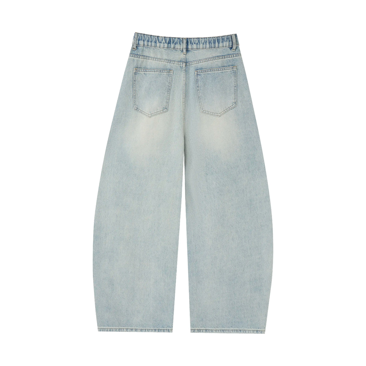 Vintage Washed Distressed Jeans – Light Blue Wide-Leg Denim