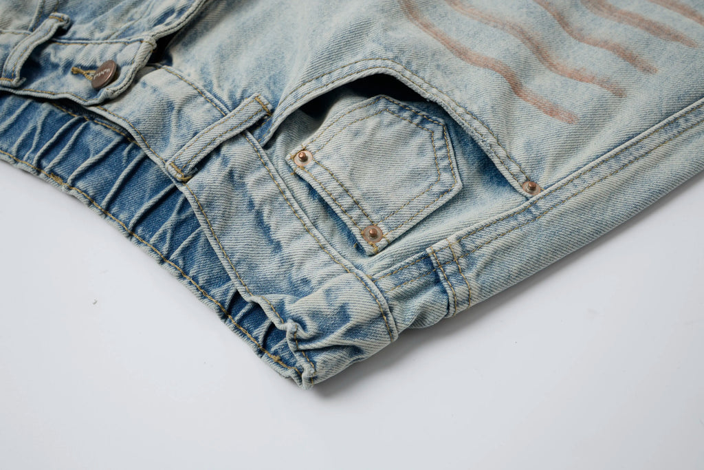 Vintage Washed Distressed Jeans – Light Blue Wide-Leg Denim
