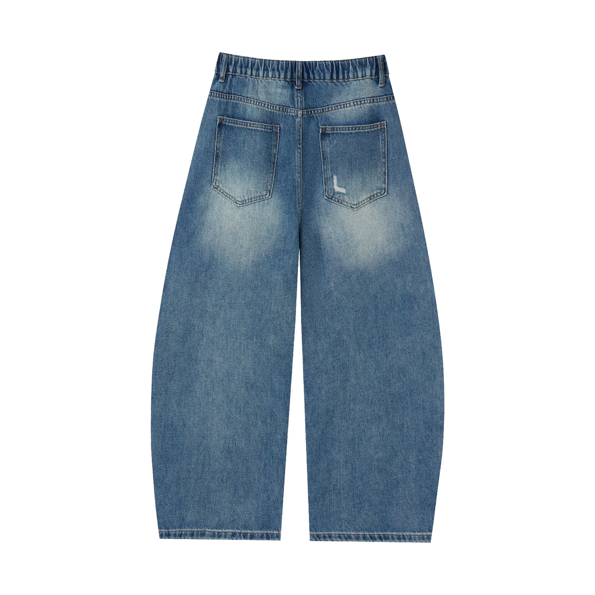 Washed Denim Wide-Leg Jeans – Distressed Streetwear Loose Fit Pants