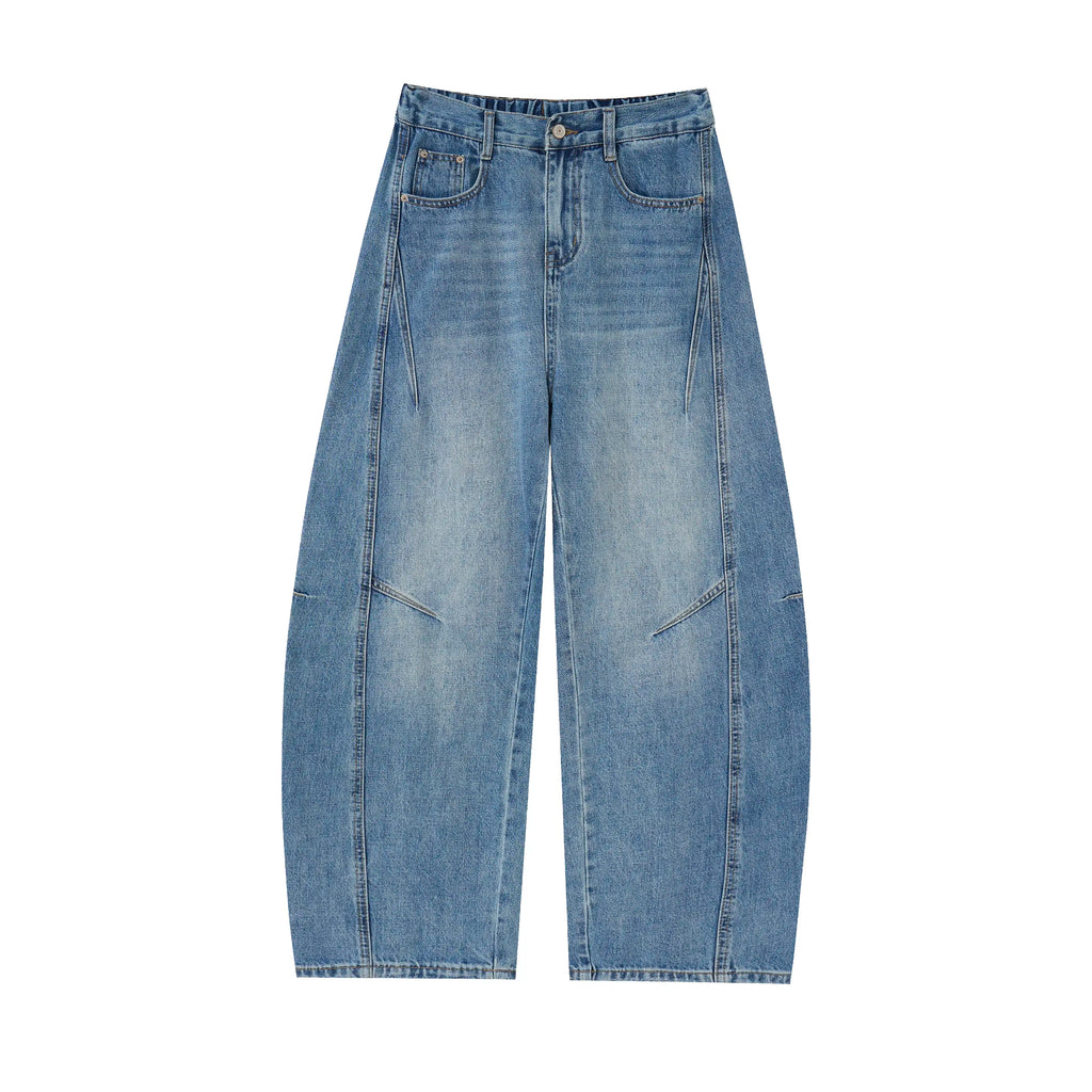 Washed Denim – Relaxed Straight Baggy Barrel Jeans