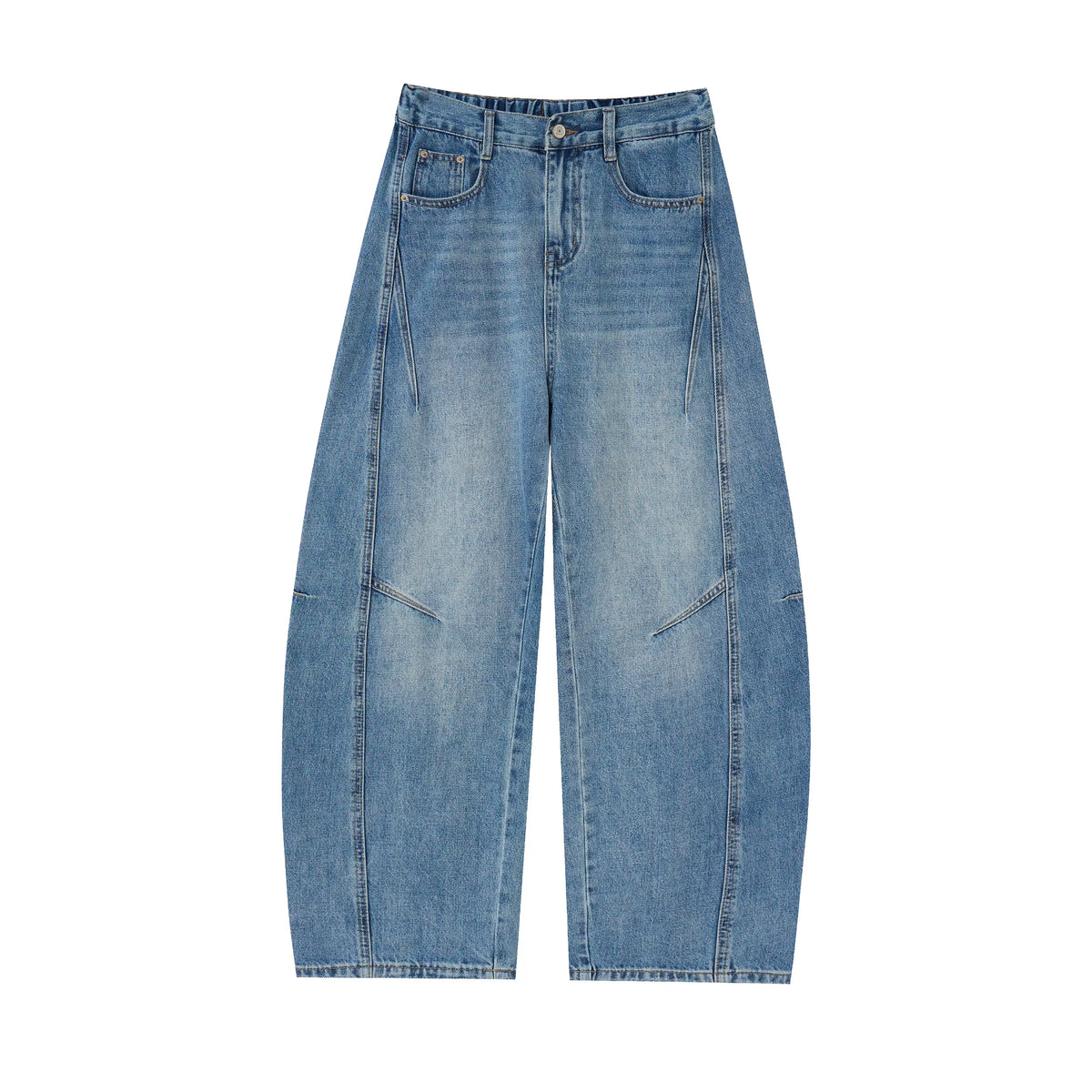 Washed Denim – Relaxed Straight Baggy Barrel Jeans