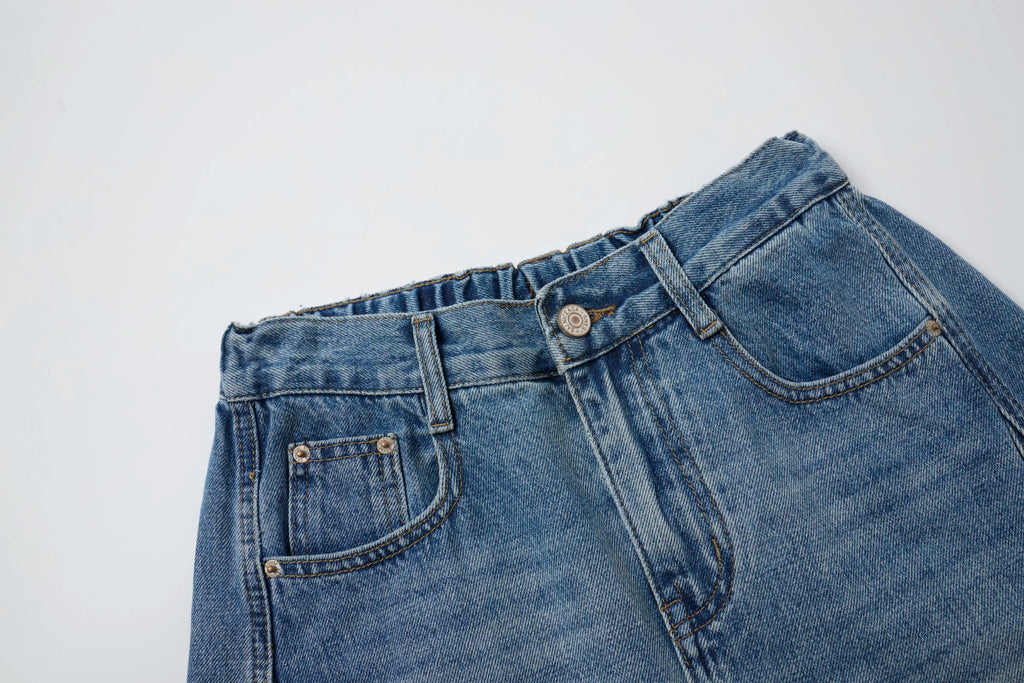 Washed Denim – Relaxed Straight Baggy Barrel Jeans