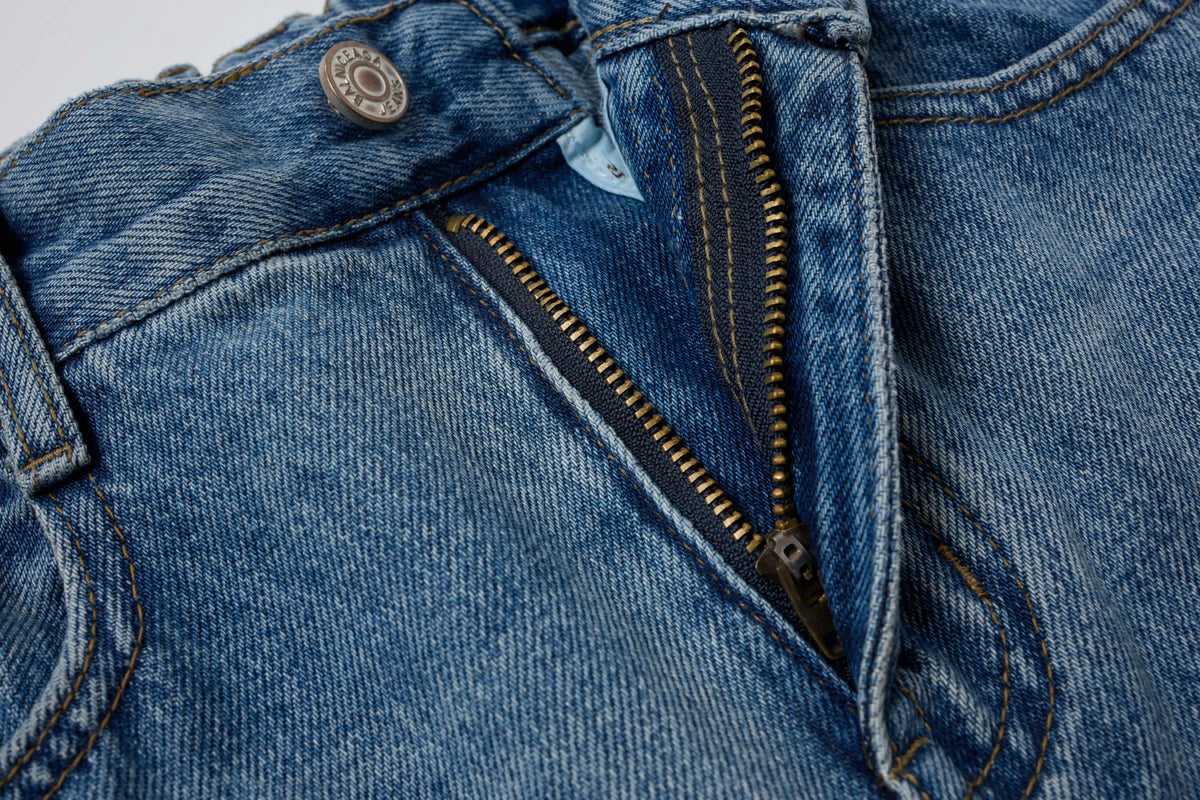Washed Denim – Relaxed Straight Baggy Barrel Jeans
