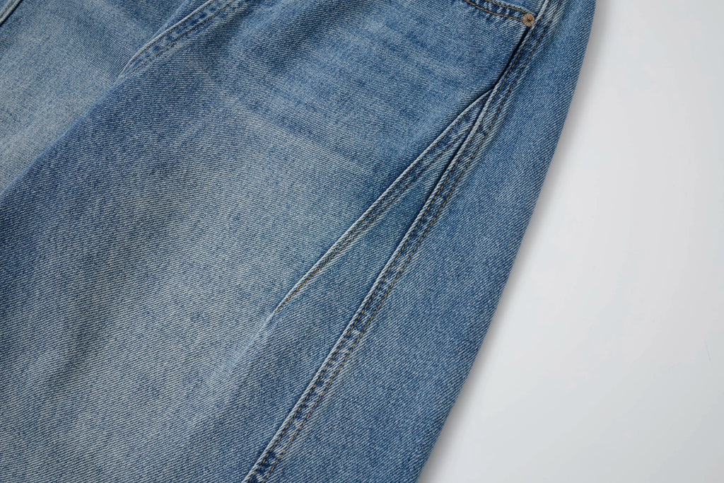 Washed Denim – Relaxed Straight Baggy Barrel Jeans