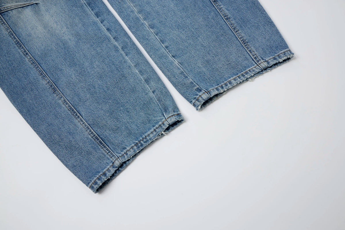 Washed Denim – Relaxed Straight Baggy Barrel Jeans