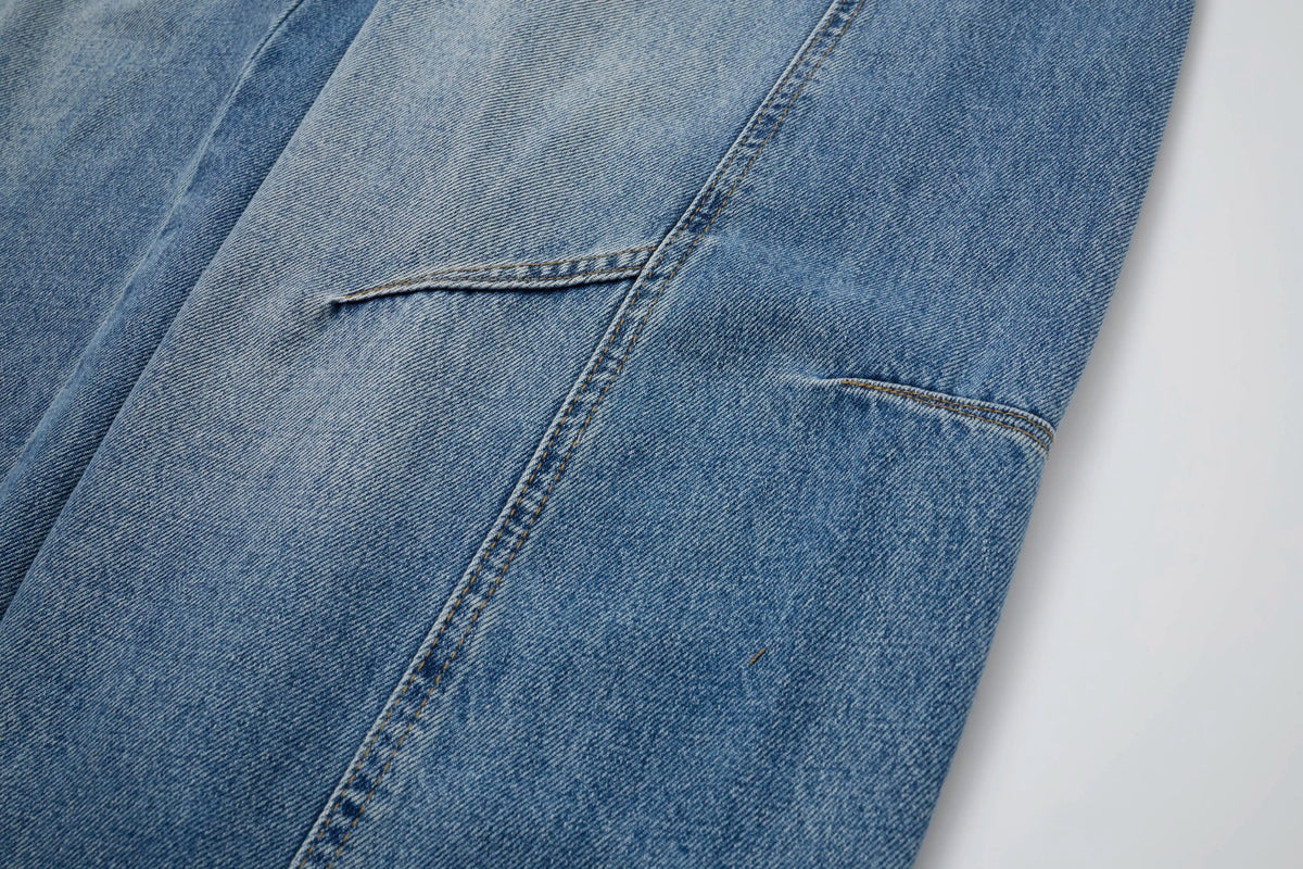 Washed Denim – Relaxed Straight Baggy Barrel Jeans