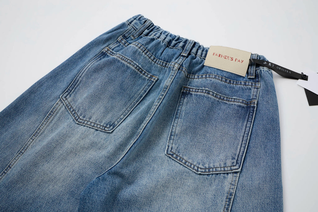 Washed Denim – Relaxed Straight Baggy Barrel Jeans