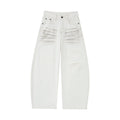 Washed Ivory Distressed Jeans – Wide-Leg Street Denim