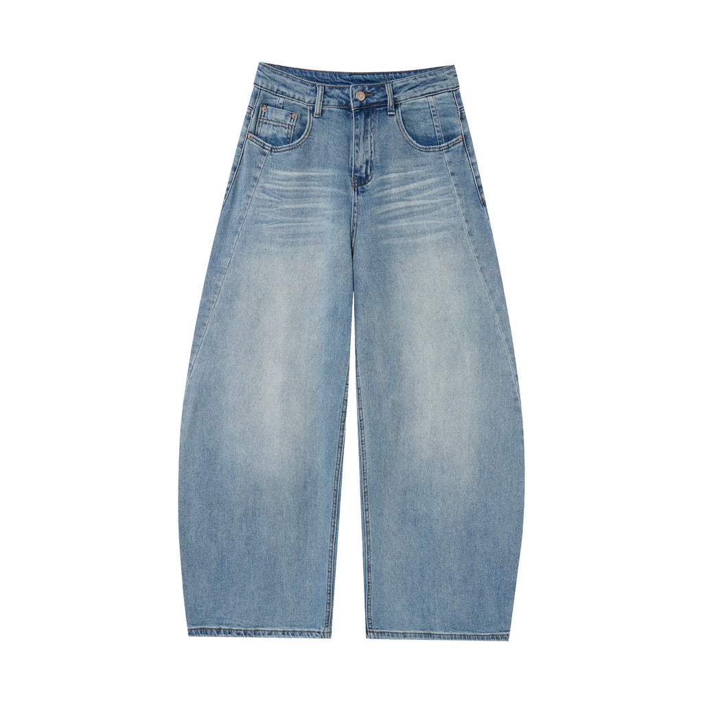 Vintage Washed Baggy Barrel Jeans – Relaxed Fit Denim