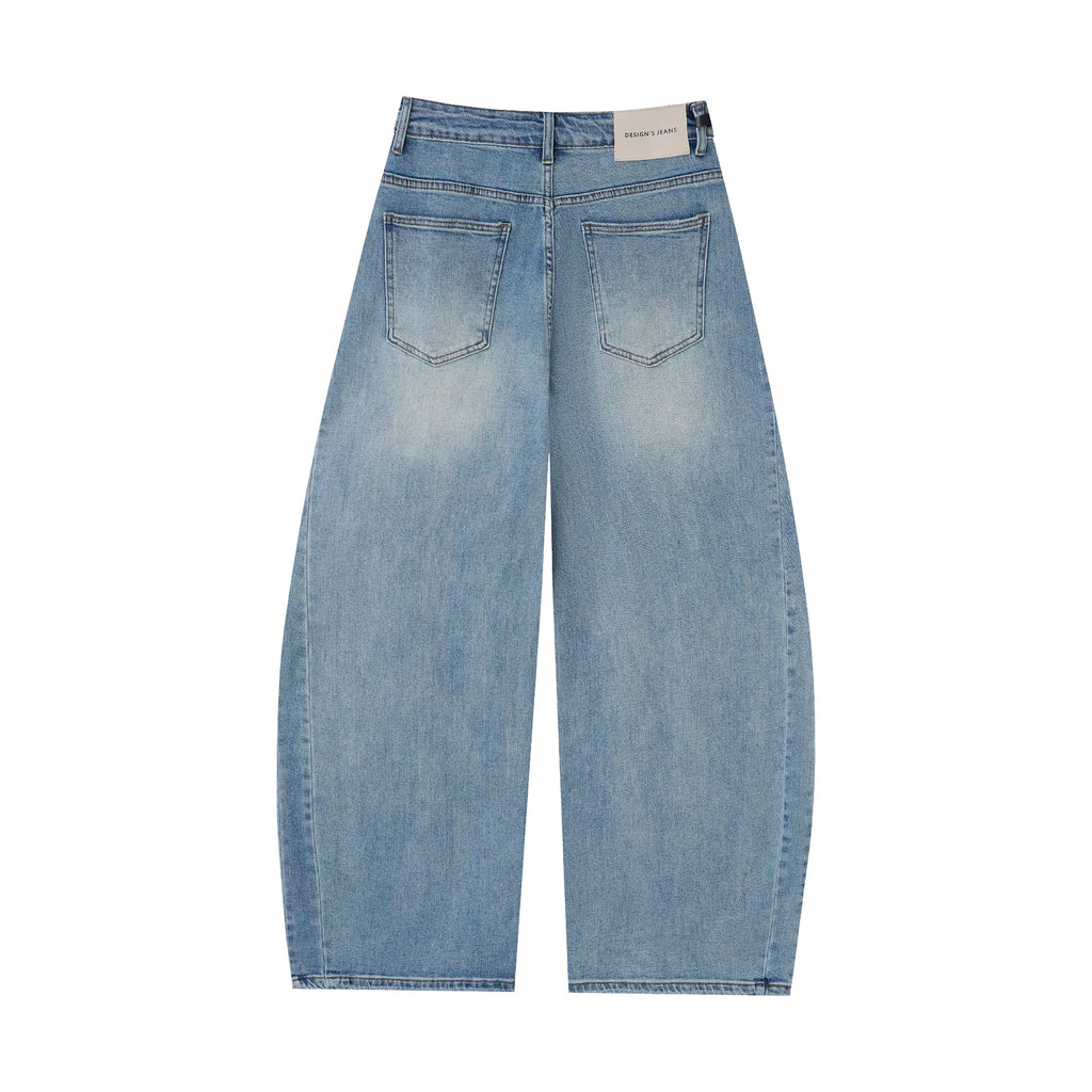 Vintage Washed Baggy Barrel Jeans – Relaxed Fit Denim