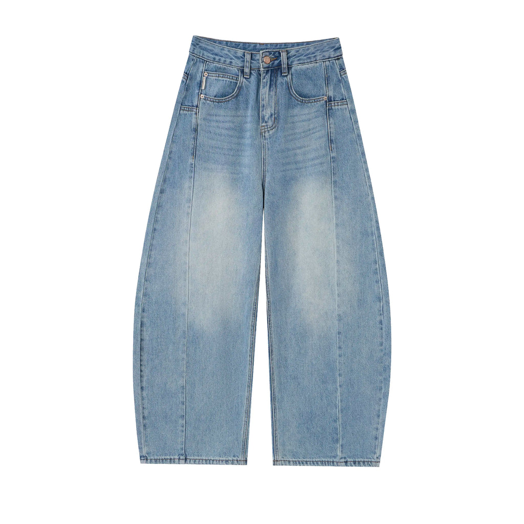 Baggy Barrel Jeans – Washed Wide Curve Denim
