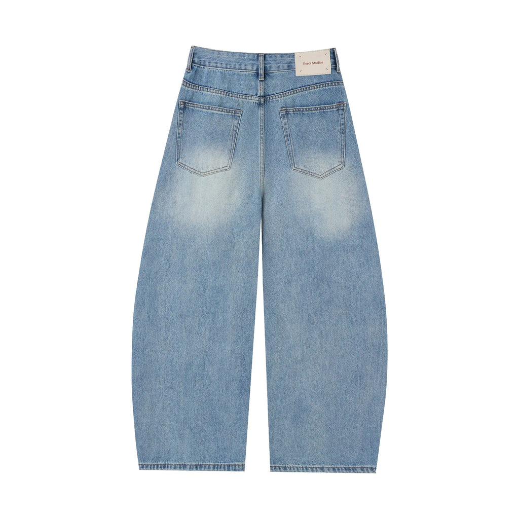 Baggy Barrel Jeans – Washed Wide Curve Denim