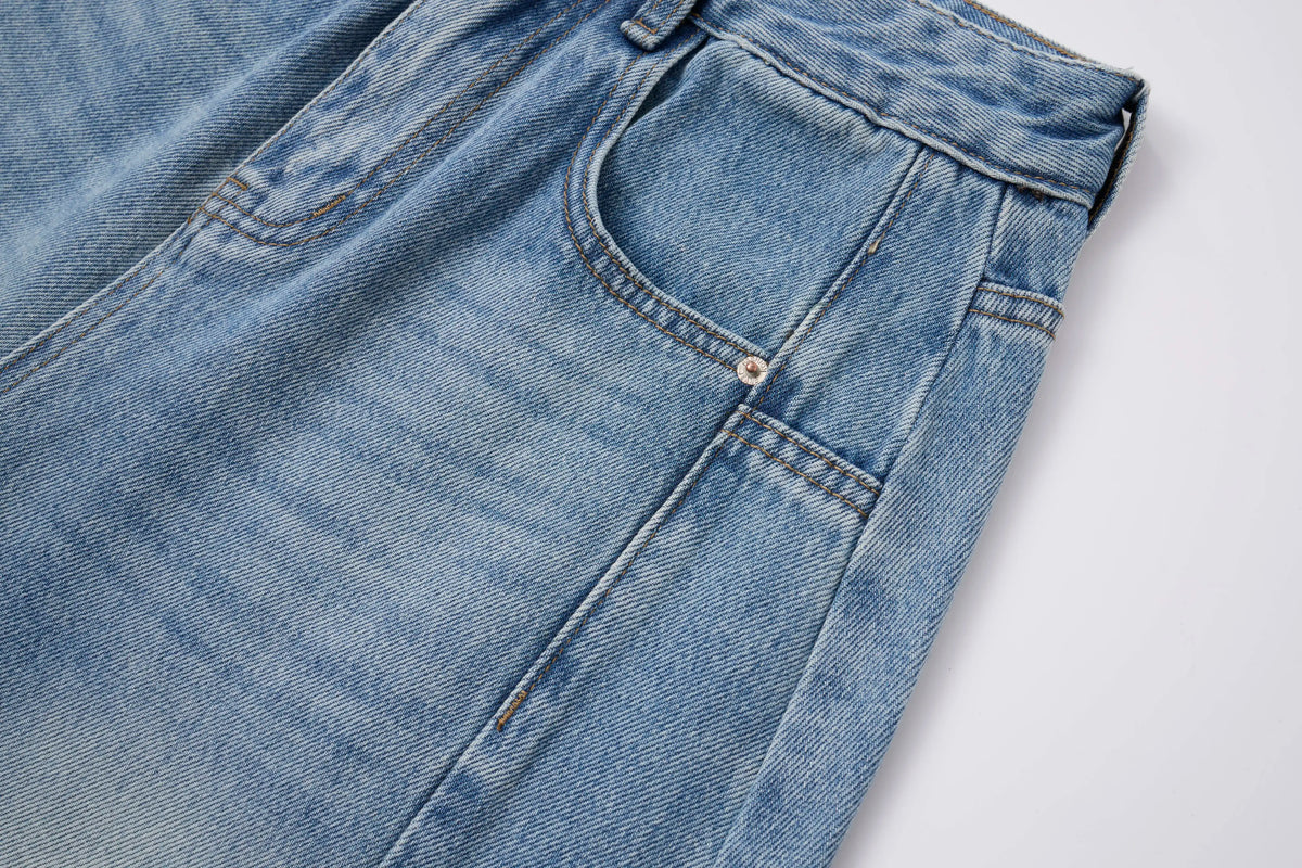 Baggy Barrel Jeans – Washed Wide Curve Denim