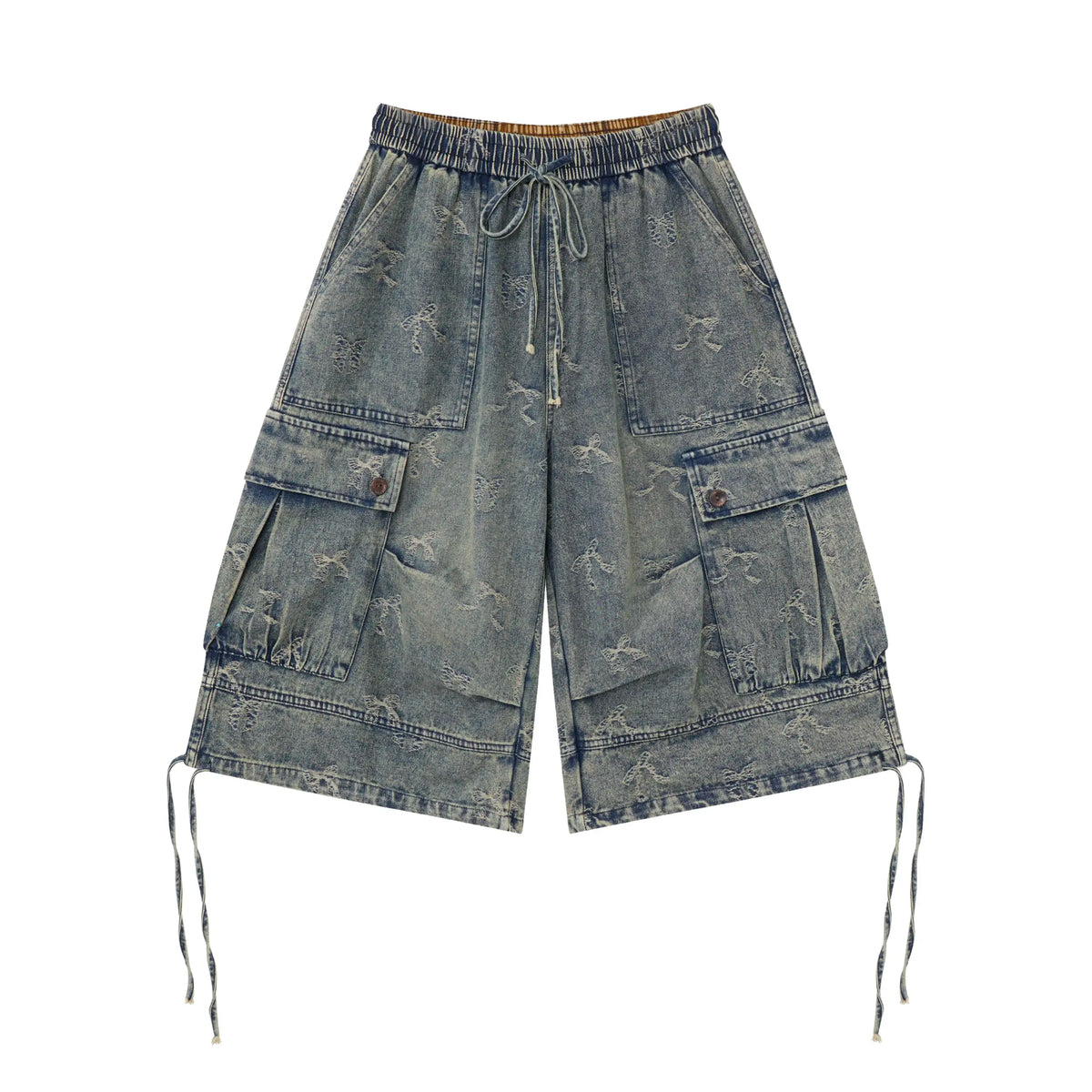 Vintage Wash Butterfly Cargo Shorts