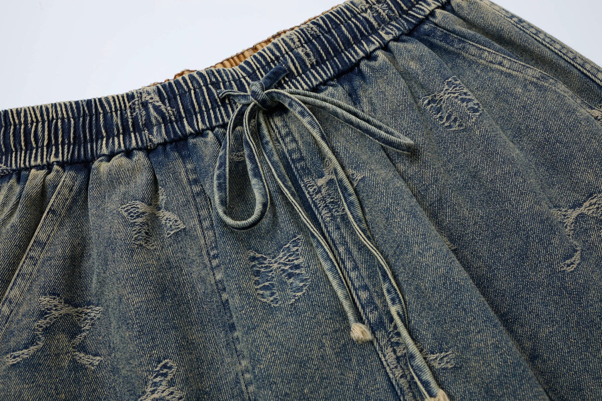 Vintage Wash Butterfly Cargo Shorts