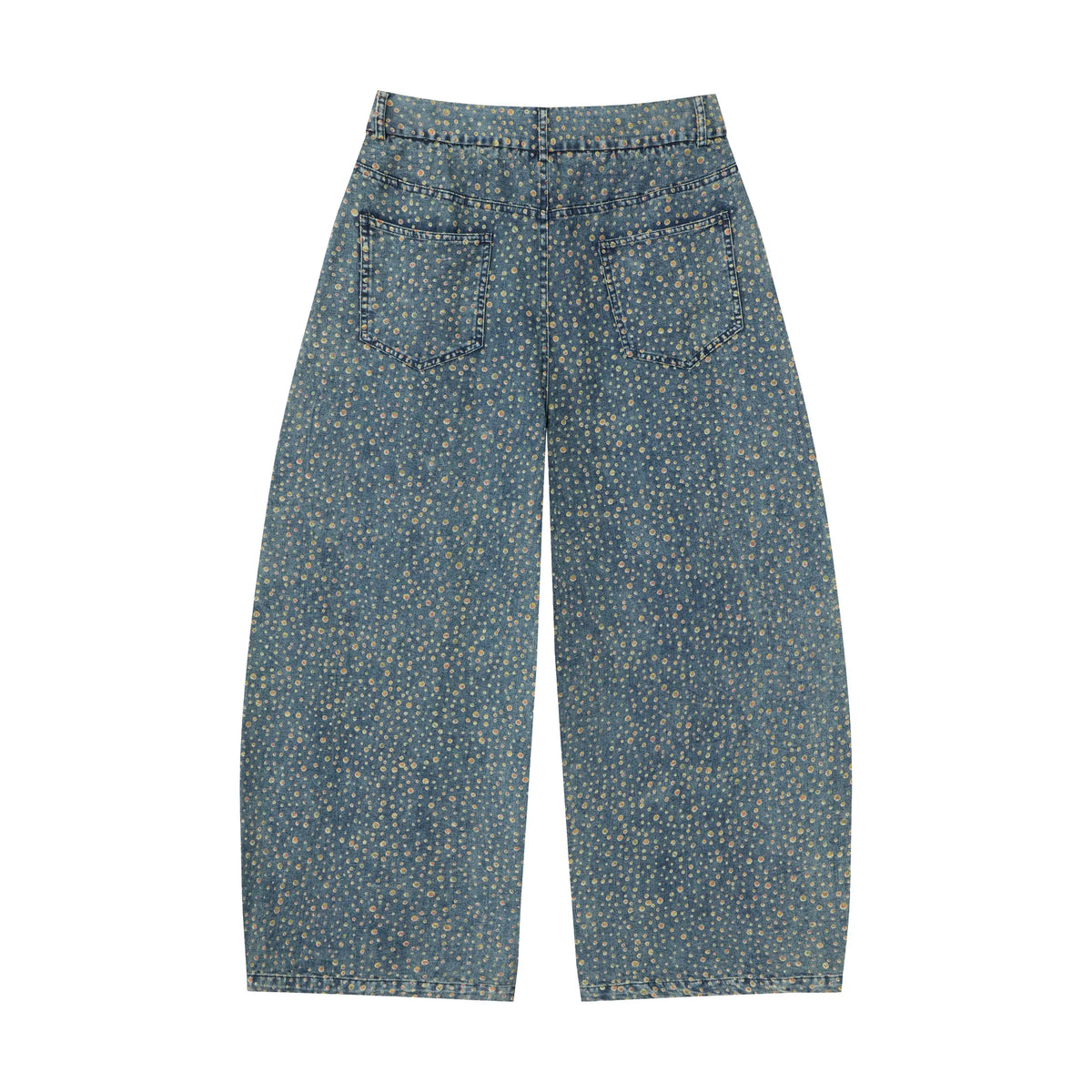 Vintage Dot Denim Pants – Relaxed Artistic Wide Leg