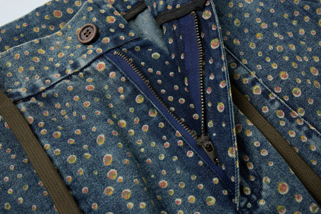 Vintage Dot Denim Pants – Relaxed Artistic Wide Leg