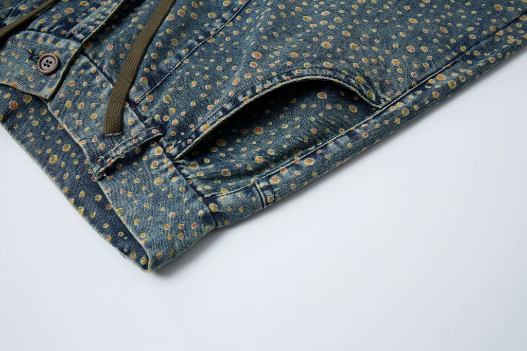 Vintage Dot Denim Pants – Relaxed Artistic Wide Leg