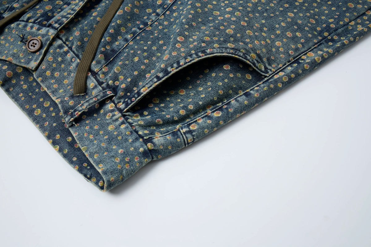 Vintage Dot Denim Pants – Relaxed Artistic Wide Leg