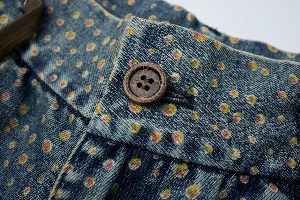 Vintage Dot Denim Pants – Relaxed Artistic Wide Leg