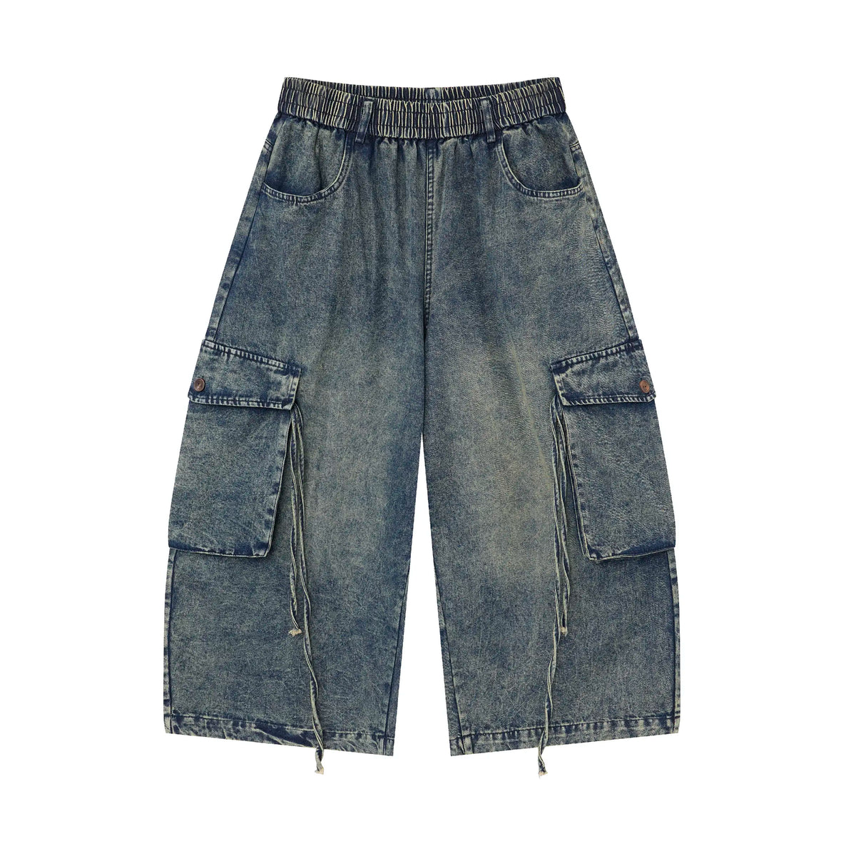 Washed Denim Cargo Pants – Relaxed Fit Utility Streetwear