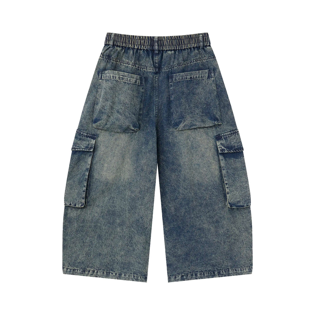 Washed Denim Cargo Pants – Relaxed Fit Utility Streetwear