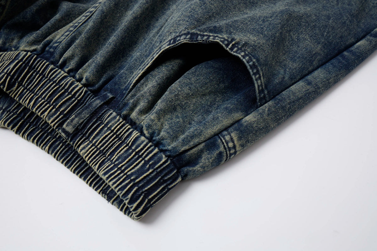 Washed Denim Cargo Pants – Relaxed Fit Utility Streetwear