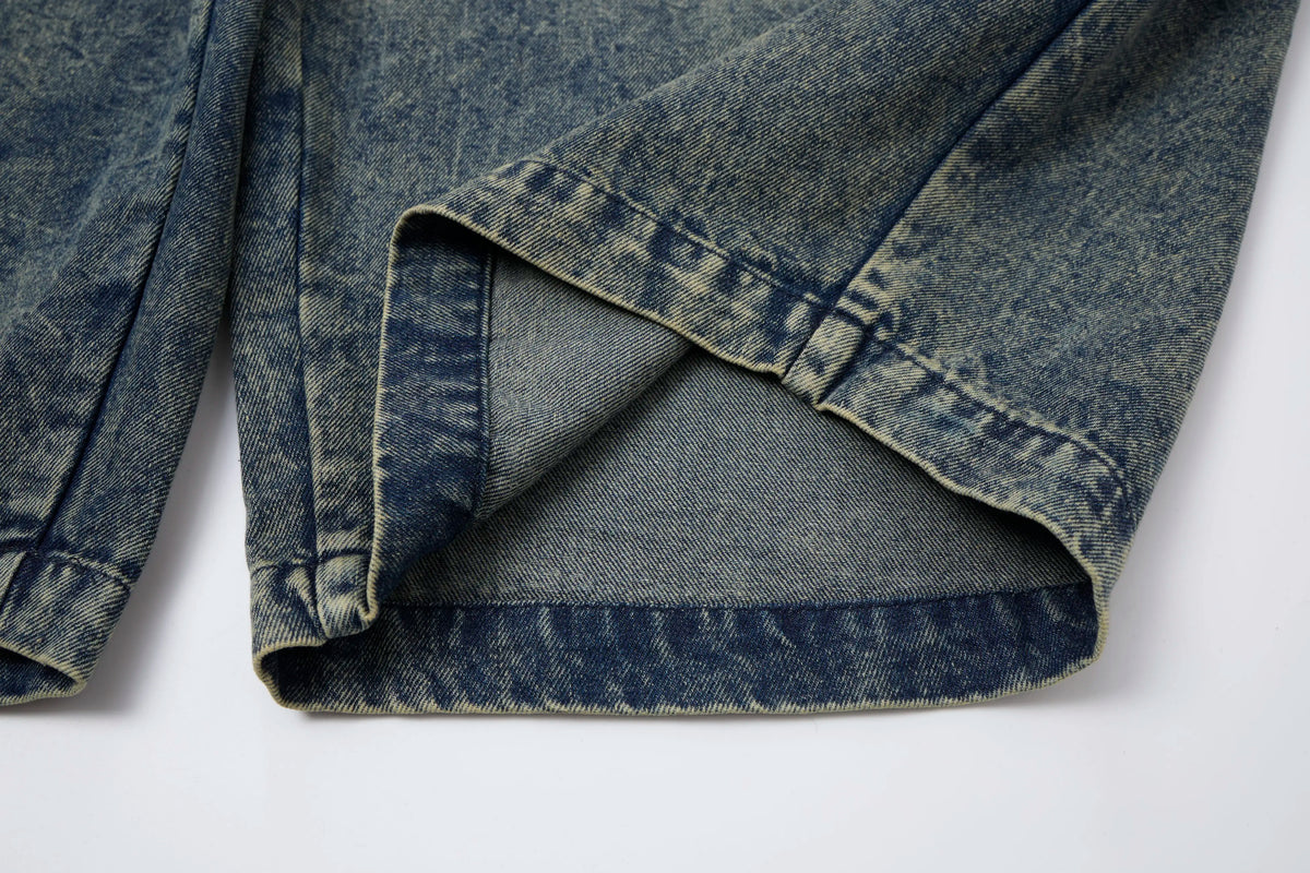 Washed Denim Cargo Pants – Relaxed Fit Utility Streetwear