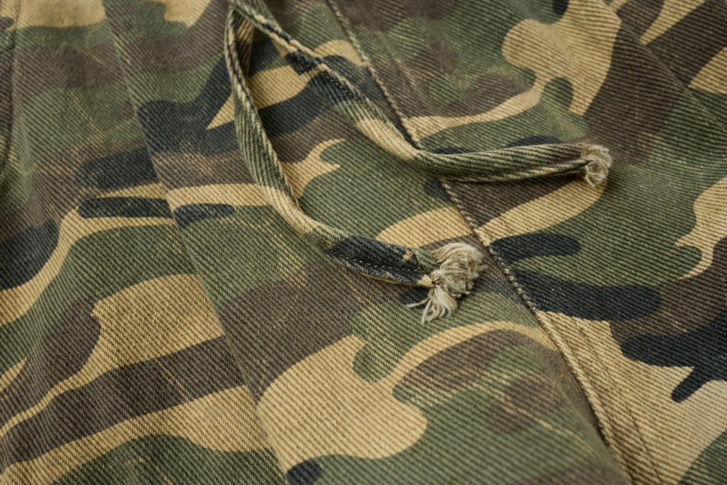 Raw Camo Cargo Pants – Distressed Wide-Leg Utility Trousers