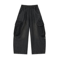 Polka Wash Cargo Pants – Vintage Black Wide-Leg Utility Trousers
