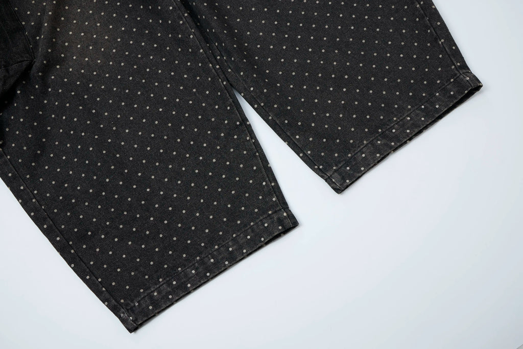 Polka Wash Cargo Pants – Vintage Black Wide-Leg Utility Trousers