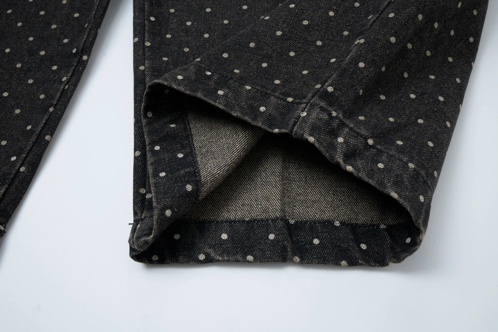 Polka Wash Cargo Pants – Vintage Black Wide-Leg Utility Trousers