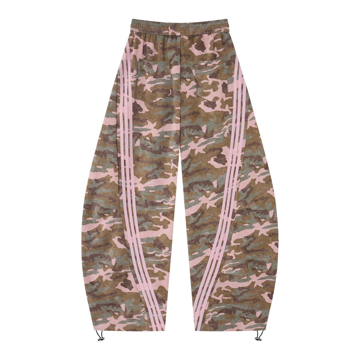 Aqua Recon Women’s Camo Track Pants – Baggy Barrel-Leg Streetwear Pants with Triple Side Stripes