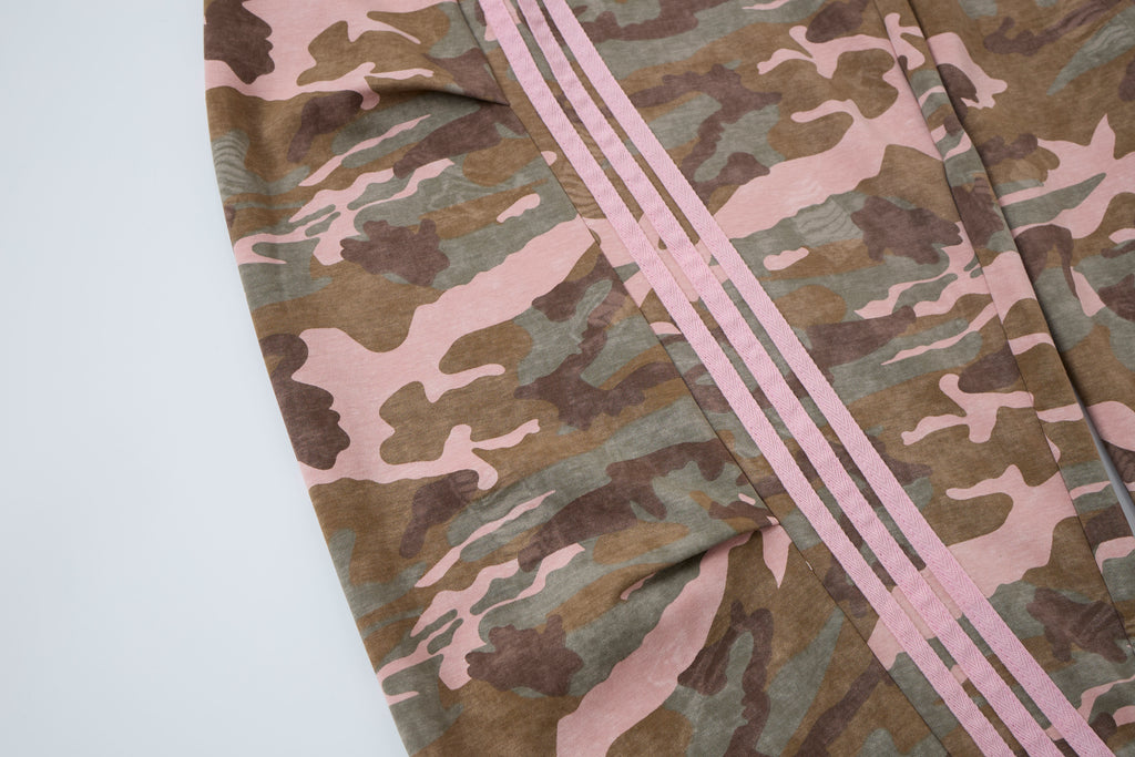 Aqua Recon Women’s Camo Track Pants – Baggy Barrel-Leg Streetwear Pants with Triple Side Stripes