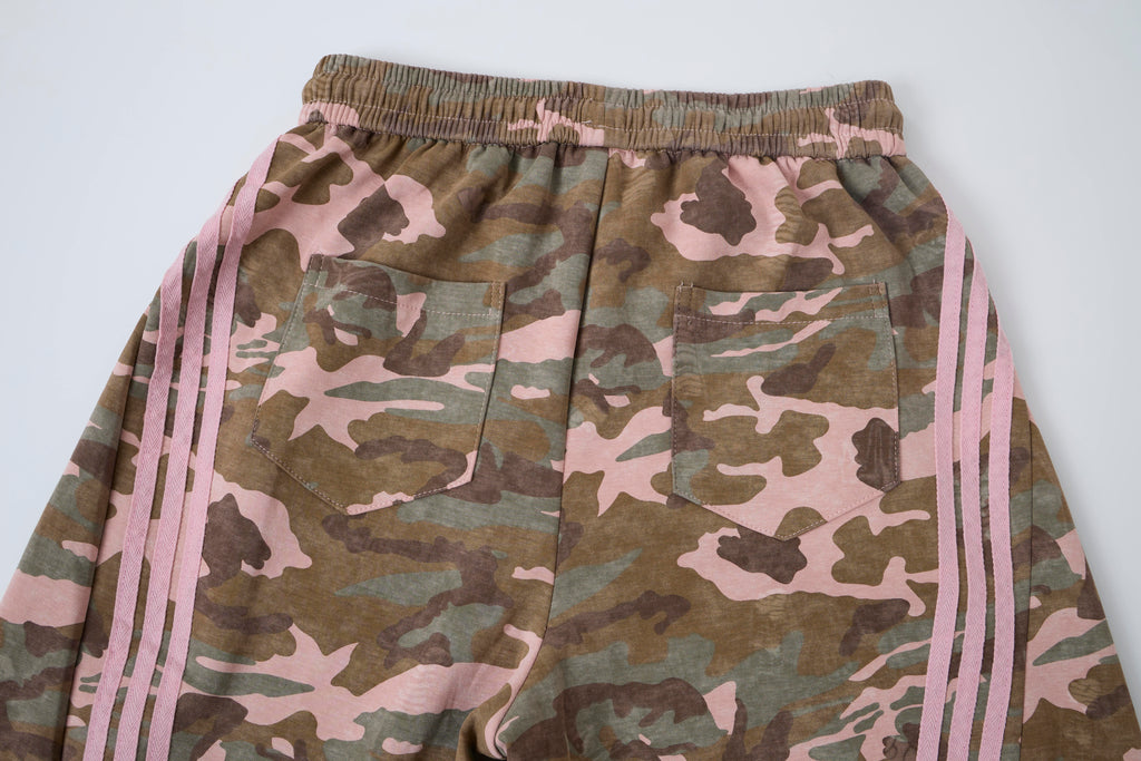 Aqua Recon Women’s Camo Track Pants – Baggy Barrel-Leg Streetwear Pants with Triple Side Stripes