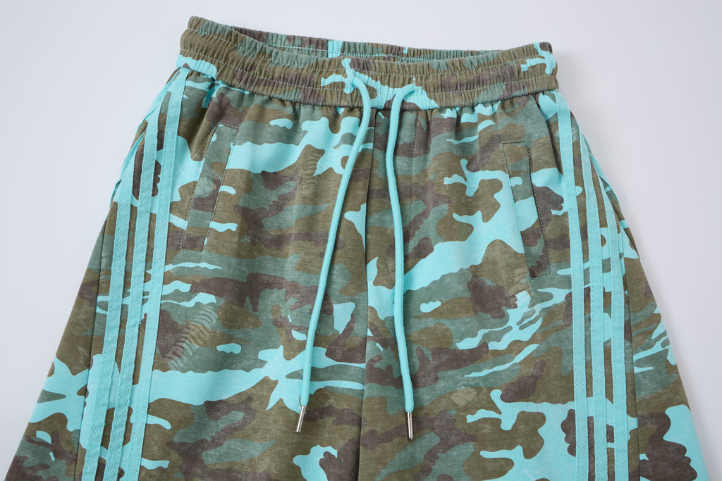 Aqua Recon Women’s Camo Track Pants – Baggy Barrel-Leg Streetwear Pants with Triple Side Stripes