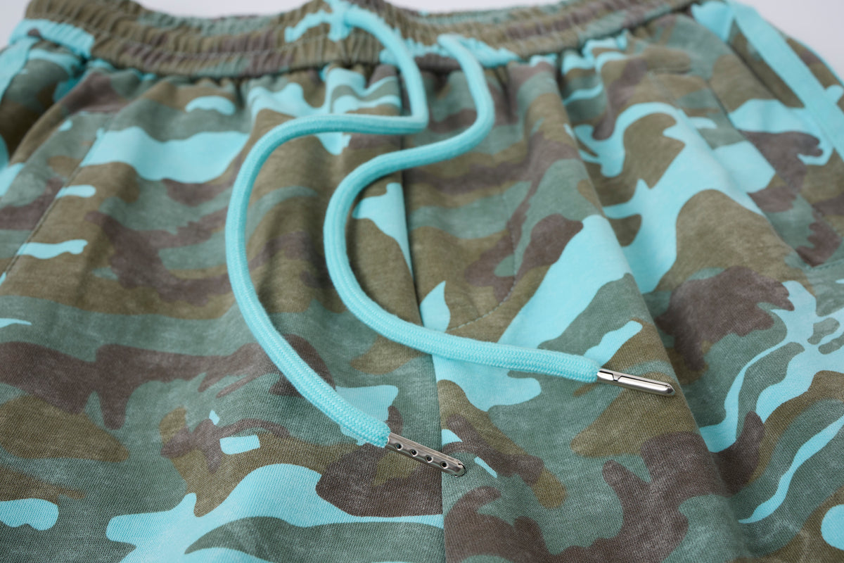 Aqua Recon Women’s Camo Track Pants – Baggy Barrel-Leg Streetwear Pants with Triple Side Stripes