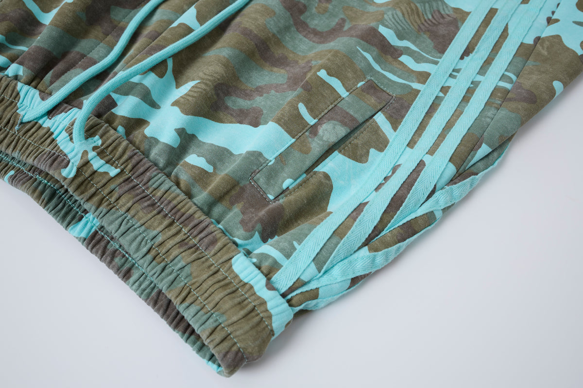 Aqua Recon Women’s Camo Track Pants – Baggy Barrel-Leg Streetwear Pants with Triple Side Stripes