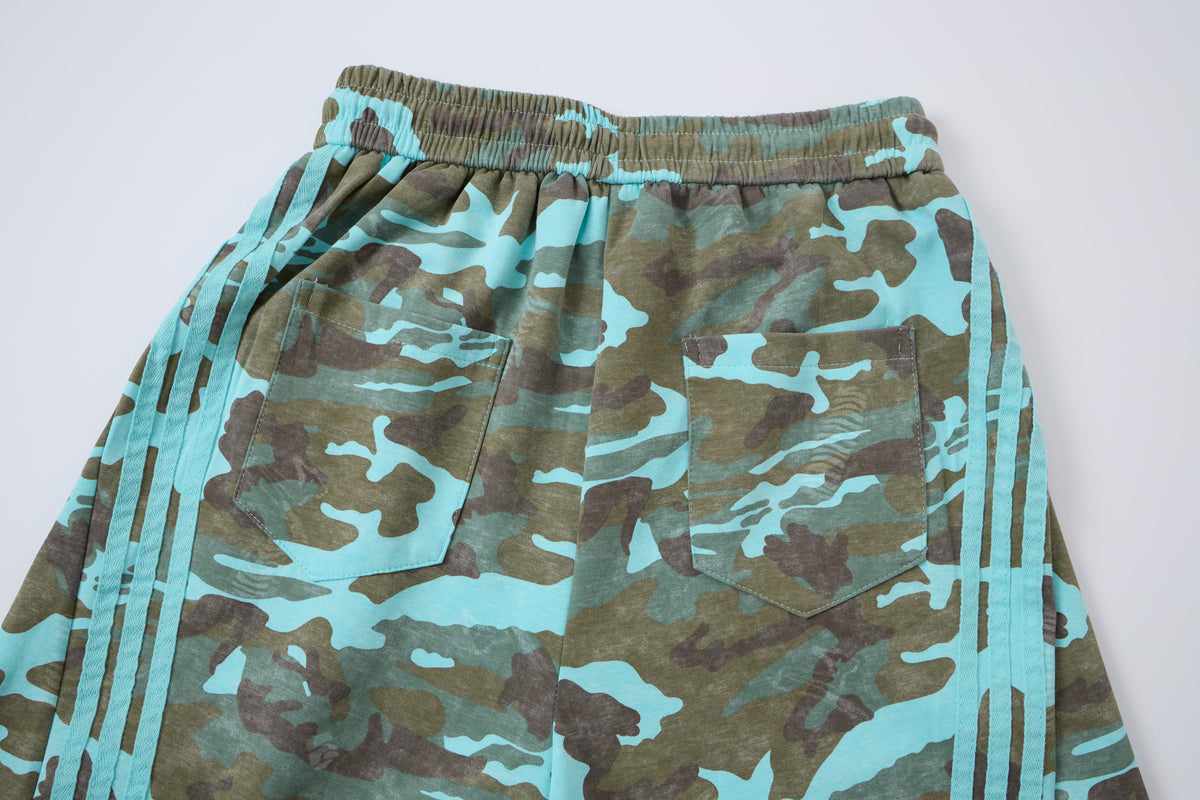 Aqua Recon Women’s Camo Track Pants – Baggy Barrel-Leg Streetwear Pants with Triple Side Stripes