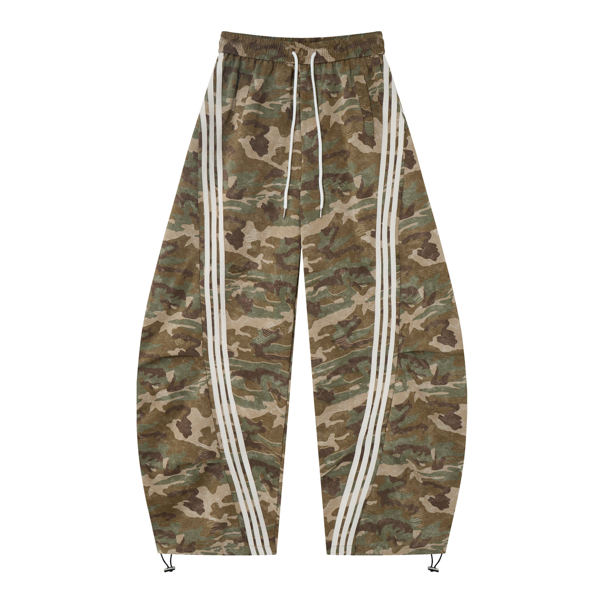 Aqua Recon Women’s Camo Track Pants – Baggy Barrel-Leg Streetwear Pants with Triple Side Stripes